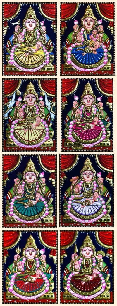 Ashta Lakshmi 45 - 8x6in each (without frame)