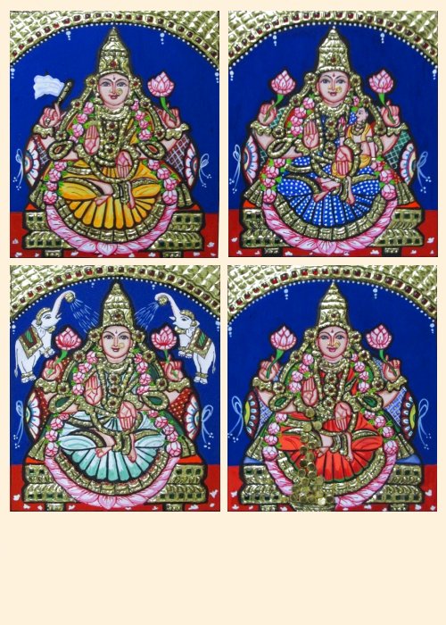 Ashta Lakshmi 6 - 7x6in each (without frame)