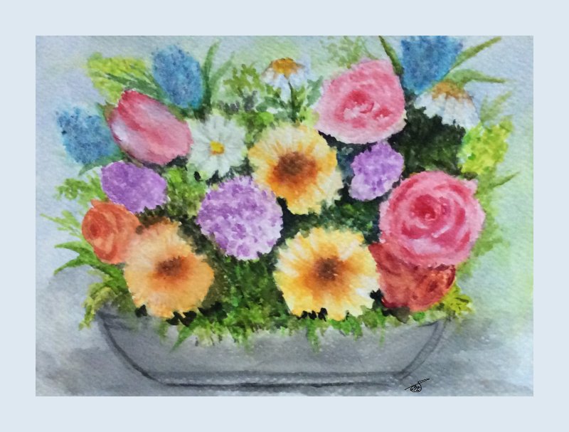 Flower arrangement water colour painting by SumathiALN