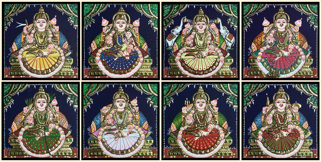 Ashta Lakshmi Tanjore Painting - 7inx7in each